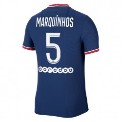 Camisola Paris Saint-Germain Marquinhos 5 Equipamento Primeiro 2021-2022 Manga Curta